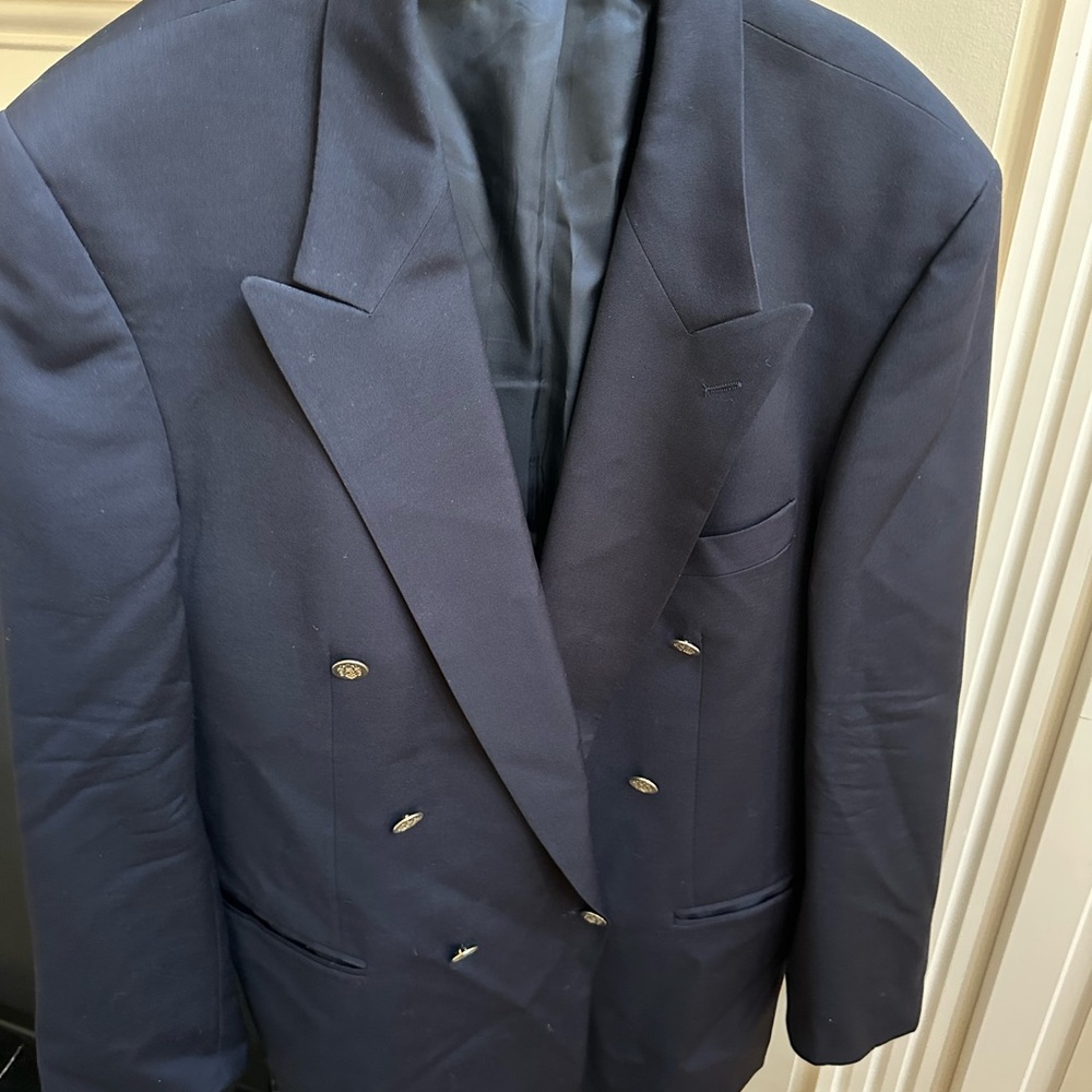 Kasper Navy Double-Breasted Blazer